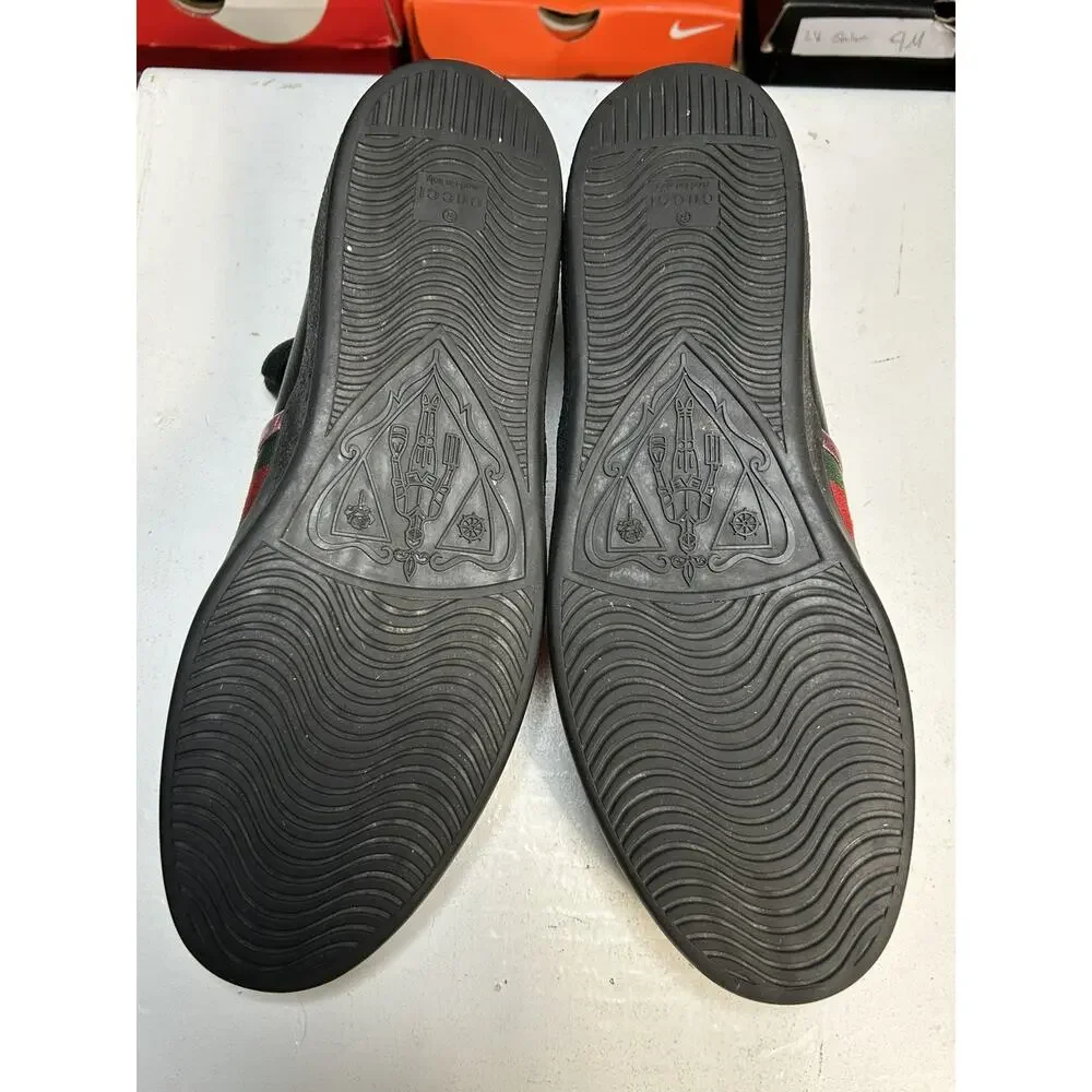 Gucci Ace Flame Black Leather Sneakers Size 11G / 11.5 US Mens